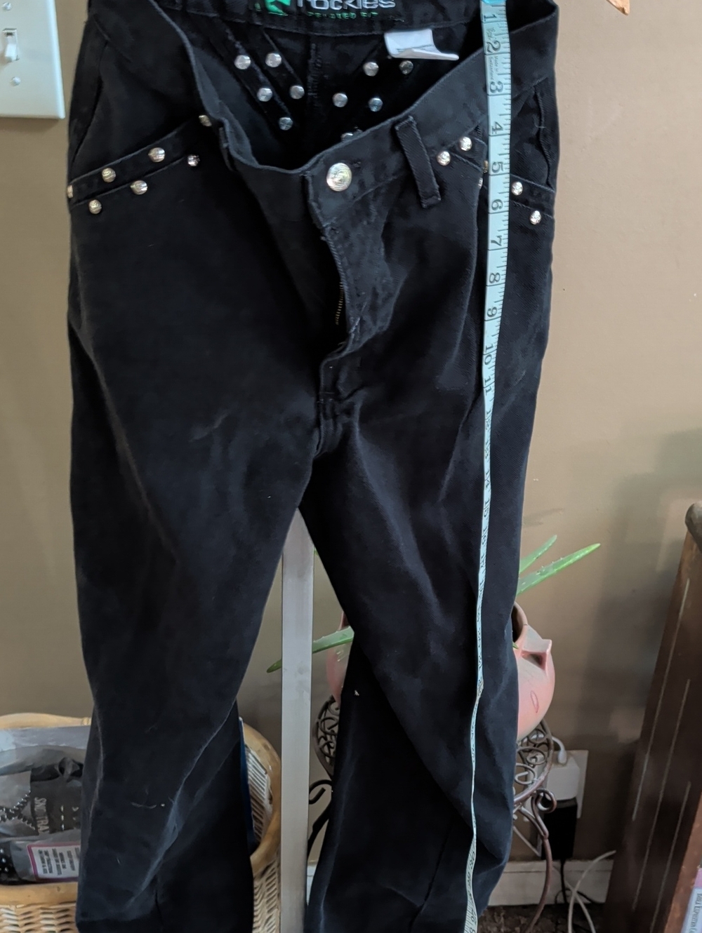 Rockie Black Boot Cut  High RiseJeans with Silver Studs